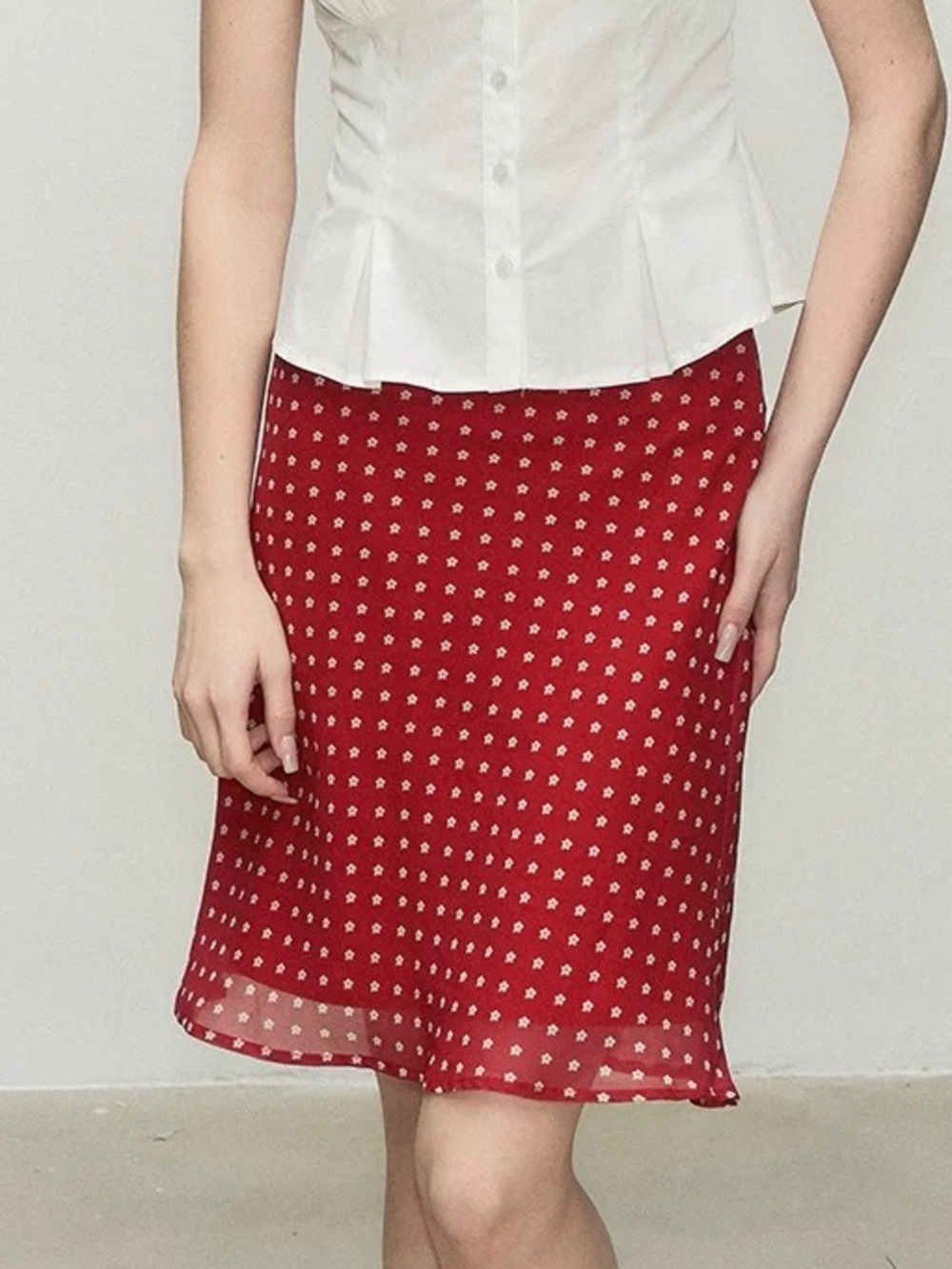 Red Polka Dot Midi Skirt - Classic Women's Skirt
